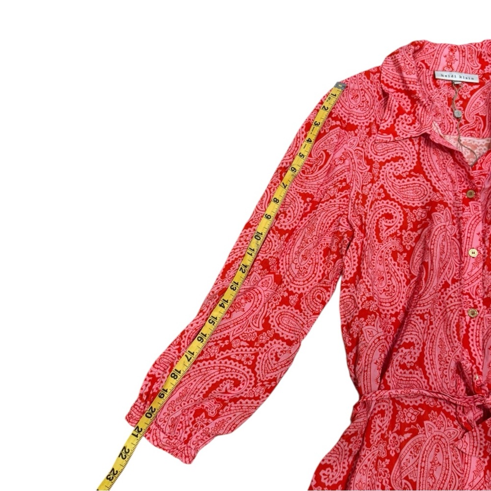 Heidi Klein Tangier Paisley-Print Mini Shirt Dress In Red And Pink Size L Mini - Picture 4 of 10